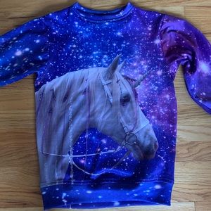 Fleece lined unicorn sweatshirt.
